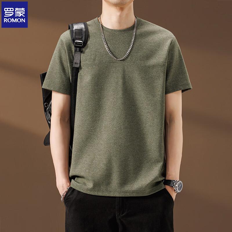 ROMON Men's Solid Color Short Sleeve Casual T-Shirt