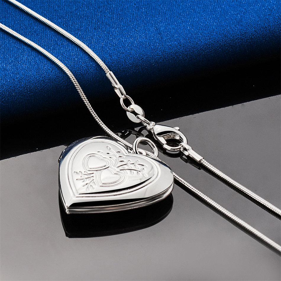 925 sterling silver 16-30 inch exquisite heart-shaped flip up pendant necklace for women's fashion wedding jewelry accessories