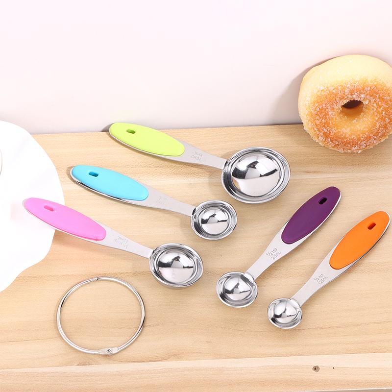 Conjunto de Medição de Aço Inoxidável com 5 Peças Conjunto de Colheres Medidoras Empilháveis Para Cozinha Chá Café Panificação Ferramenta de Medição