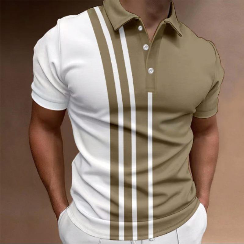 Schmal geschnittenes Poloshirt mit kurzen Ärmeln, vertikale Streifen für einen lässigen Alltagsstil