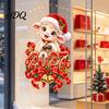 New Year Window Clings of The Sheep Cling 2027 Static Sticker Christmas Cartoon Easy Apply Glass Surface Decals Goat Decal with Santa Hat And Bells