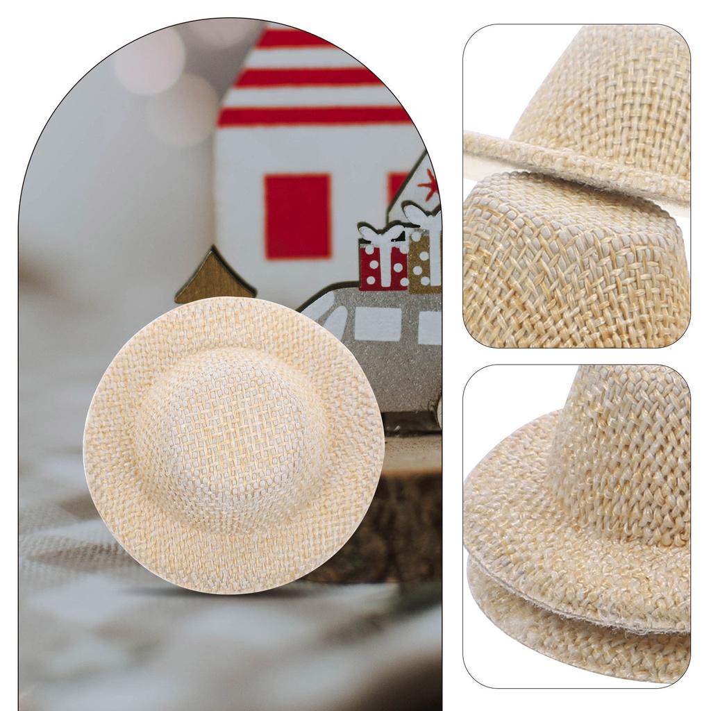 10Pcs Mini Straw Hats Small Hat Prop DIY Craft Decorative Mini House Photo Props Creative Ornament Small Hat Tiny Hats