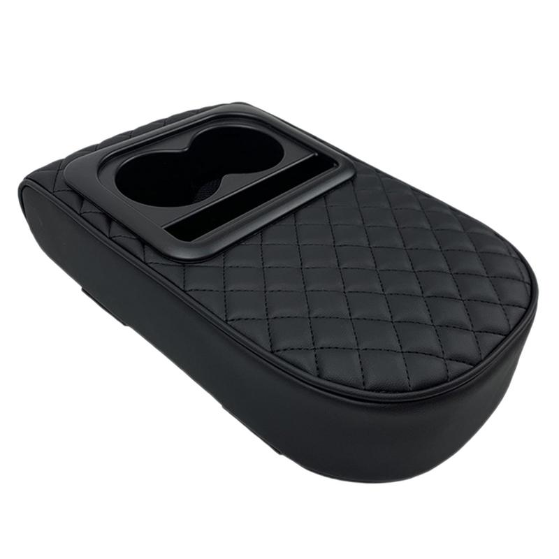 Car Center Console Armrest Cushion With 2 Cup Holder PU Leather Armrest Pad Height Pad Auto Amrest Pillow Cover Heighten Pads