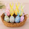 24Pcs Multicolor Easter Egg Ornaments Cute Handmade Foam Easter Eggs Festive Decorative Easter Party Decorations Easter Party