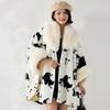 11 Colors Women Faux Rabbit Fur Winter Poncho Cappa Thick Warm Leopard Animal Printed Cloak Batwing Sleeves Flannel Loose Coat