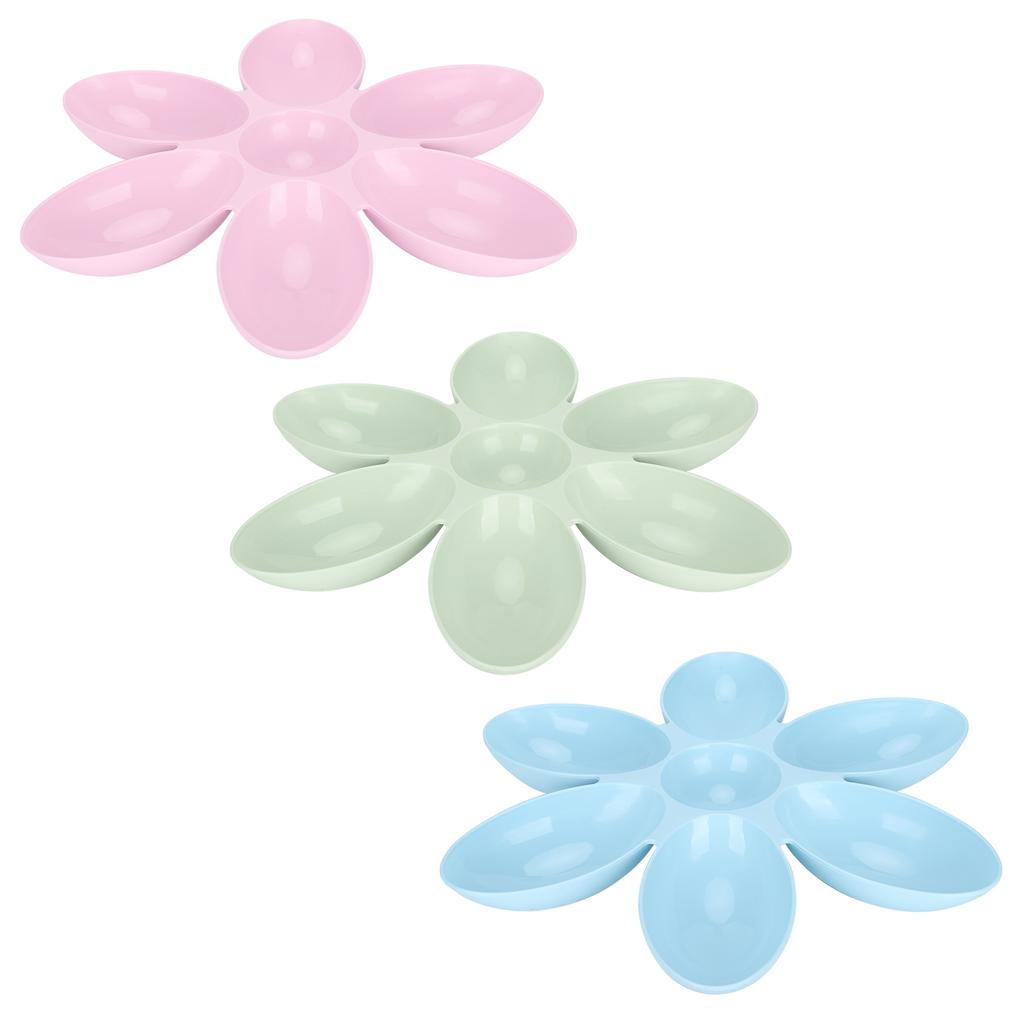 Cat Feeding Bowl Portable Functional Round Corner Plastic Cat Bowl 6 Grids Flower Petals Shape for Cat for Water for Food