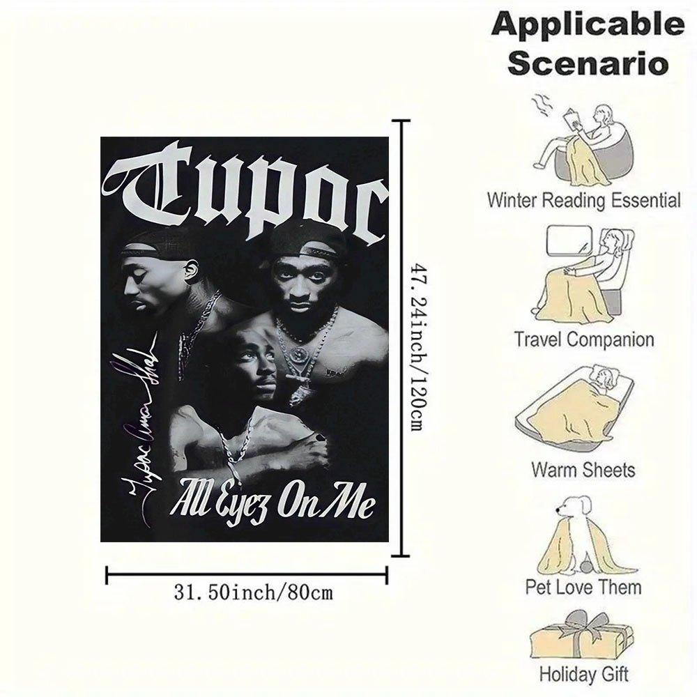"RARE Tupac Shakur 'All Eyez On Me' Poster Print"Blanket Flannel Throw Blanket for Sofa, Bed, Travel, Camping, Office, Couch, Chair, And Bed