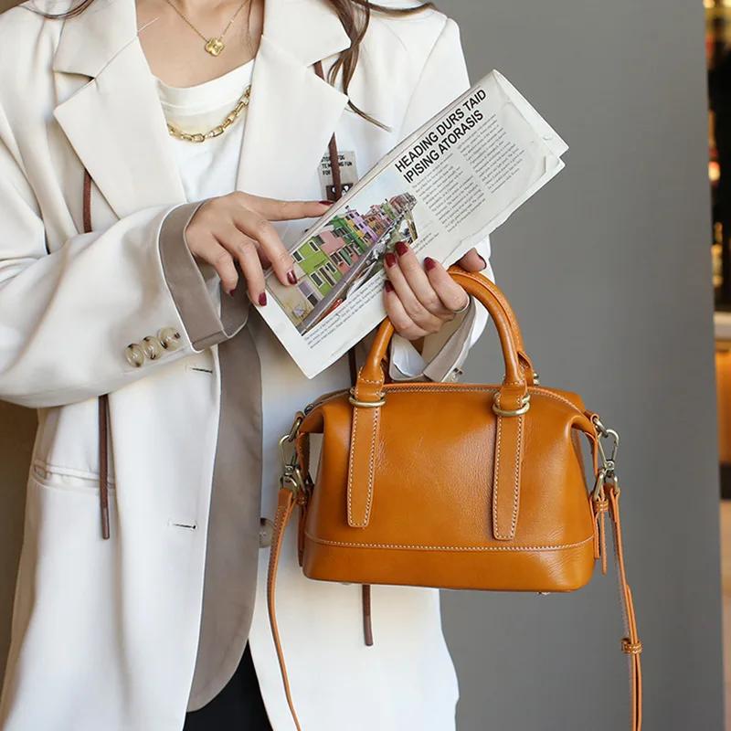 Women's Genuine Cow Leather Shoulder Bags Female Natural Cowhide Bost Handbags Ladies Fashi Designer Luxury Crossbody Bag