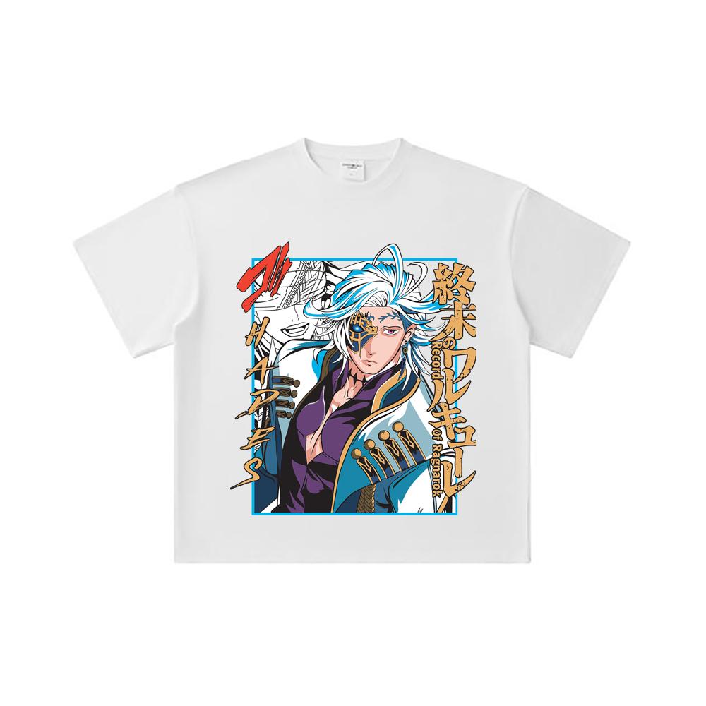 260 GSM Dubbelgarn 32's 100% Bomull Record of Ragnarok V6 Hades Tryck Unisex Tung Bomulls T-shirt