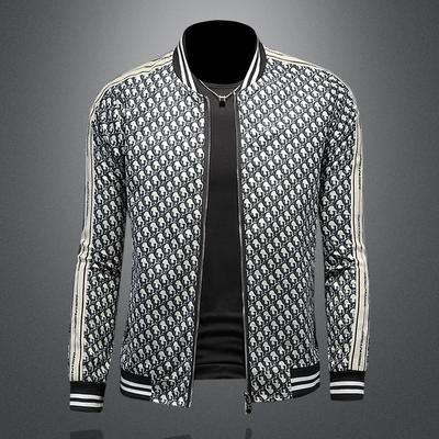 Spring and Autumn New Printed Stand-Up Jacket Men's European Trend Casual Slim-fit Large Size Jacket JK8986