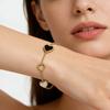 Stainless Steel Gold Color Black And White Heart Charm Bracelets For Women Sweet Zircon Gift Wholesale