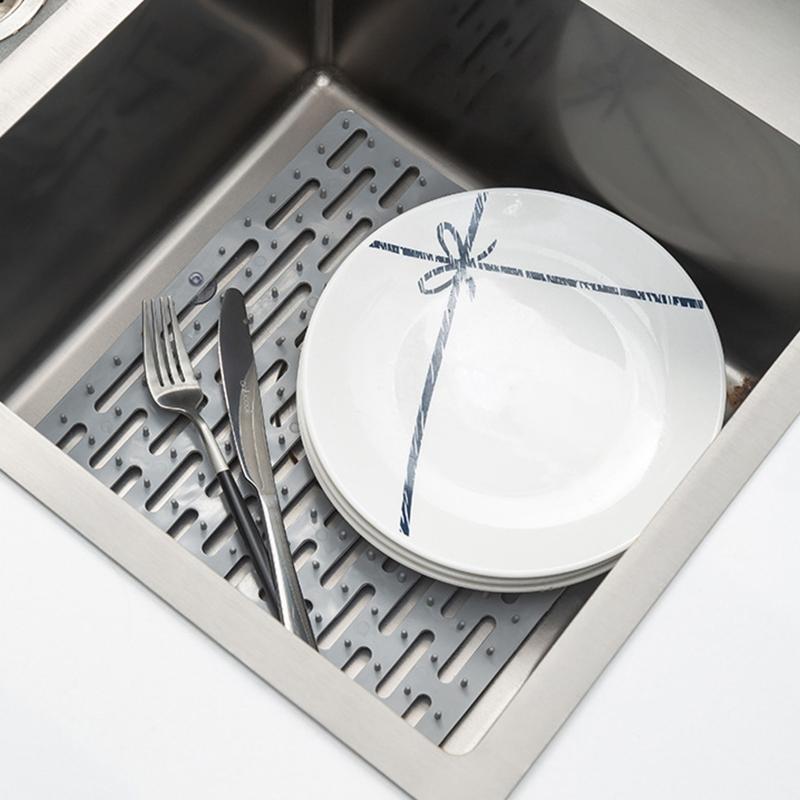 Silicone Sink Saddle Glassware and Sink Protector Mat Non-slip Sink Divider Mat for Kitchen, Pots, Pans and Dishes