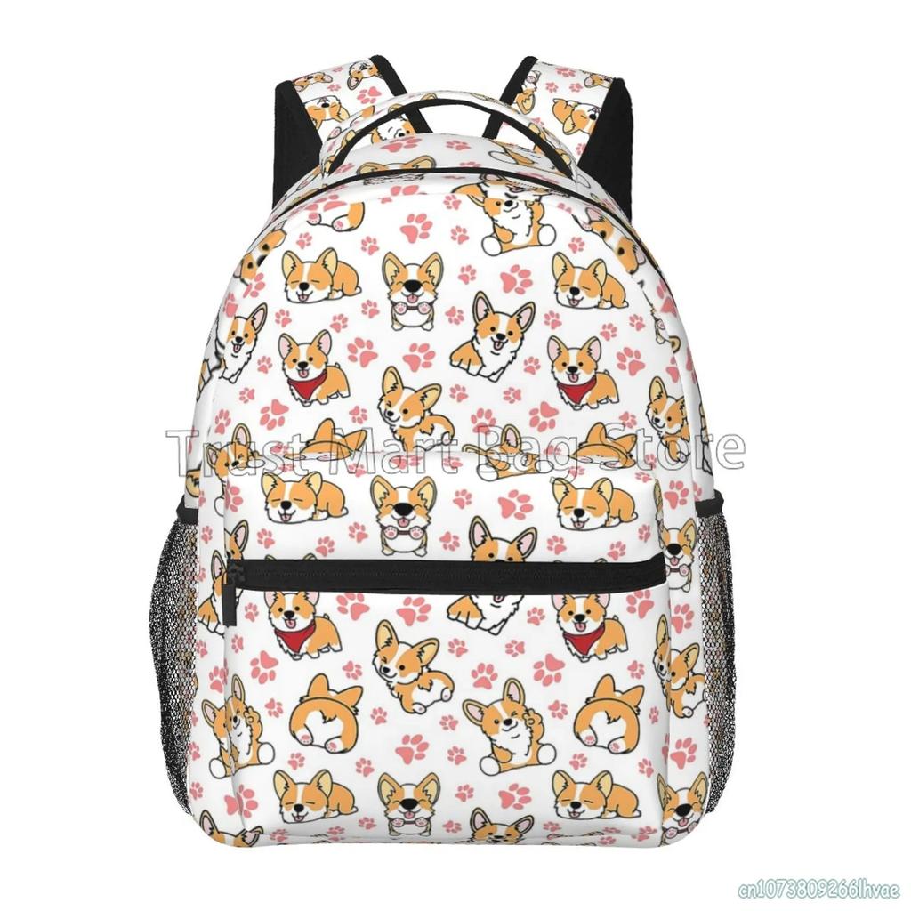 Cute Corgi Dogs Backpack for Boys Girls Lightweight Bookbag for Students School Laptop Backpacks Unisex Travel Camping Daypack