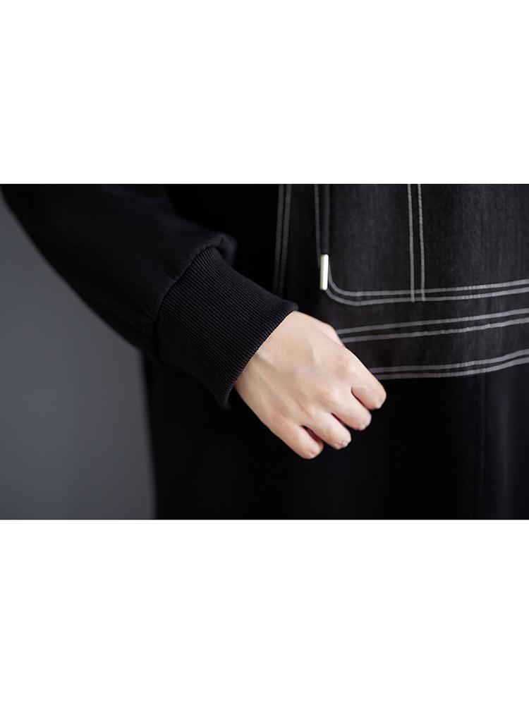 Xitao Loose Denim Patchwork Hooded Women Dress ZYY1030