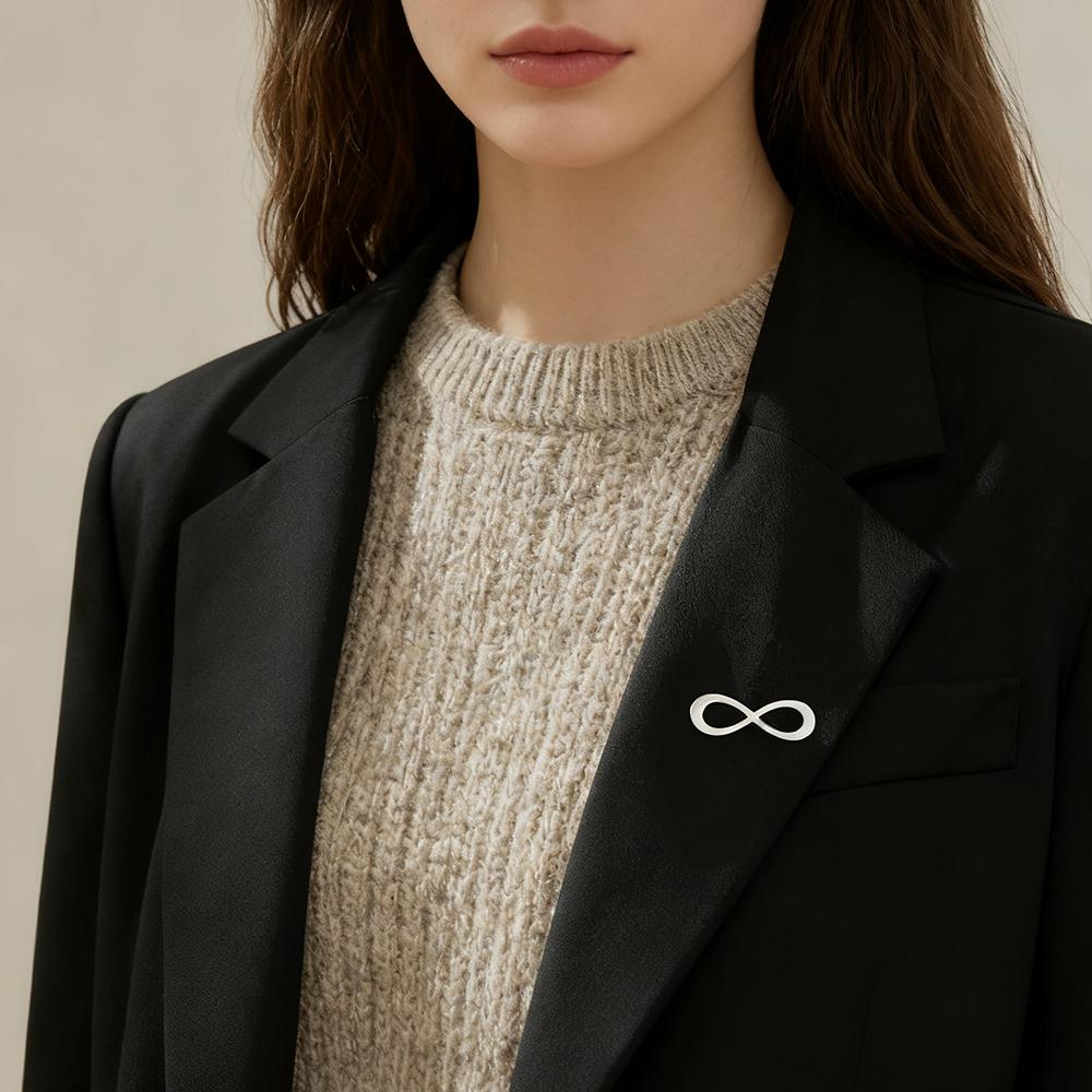 Infinity Symbol Pin Brooch Stainless Steel Gold Minimalist Clothing Lapel Badge Accessories Birthday Gift
