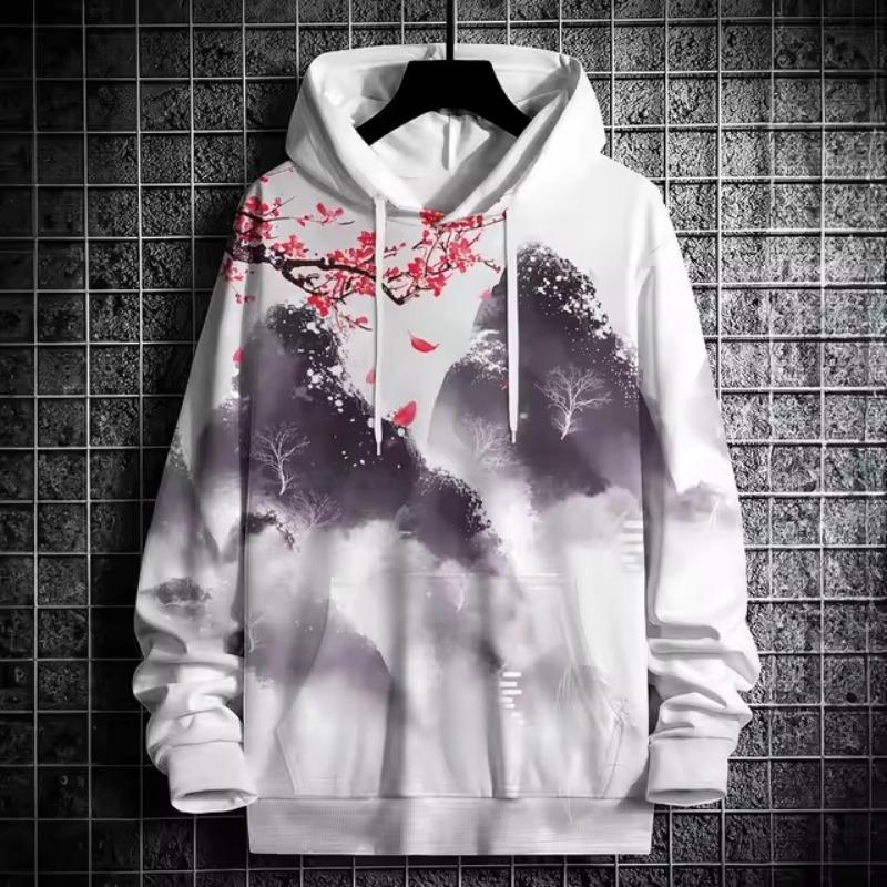 Men's Trendy 3D Printed Hoodie with Star & Number 10 Design - Casual Fashion Pullover, Machine Washable