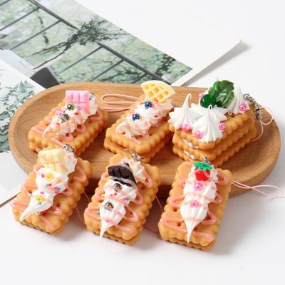 Cream Biscuit Model Cake Dessert Food Keychain Cartoon 3D Food Key Chains  Small Gift