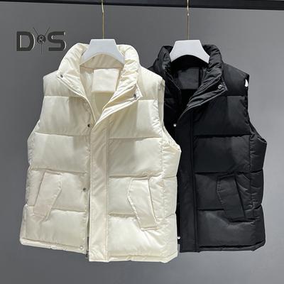 Manteau d'hiver pour femme avec poches, fermeture à glissière, col montant rembourré, sans manches, couleur unie, loisirs de plein air, sport, gilet en duvet