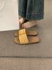 Ethnic style woven word with flat bottom slippers women's summer wear 2025 new casual beach sandals