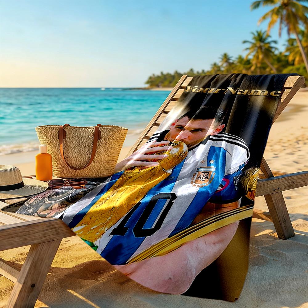 Messi Personalized Name Beach Towel Soft Durable Quick-Dry Suitable for Swimming Gym Camping Yoga Vacation
