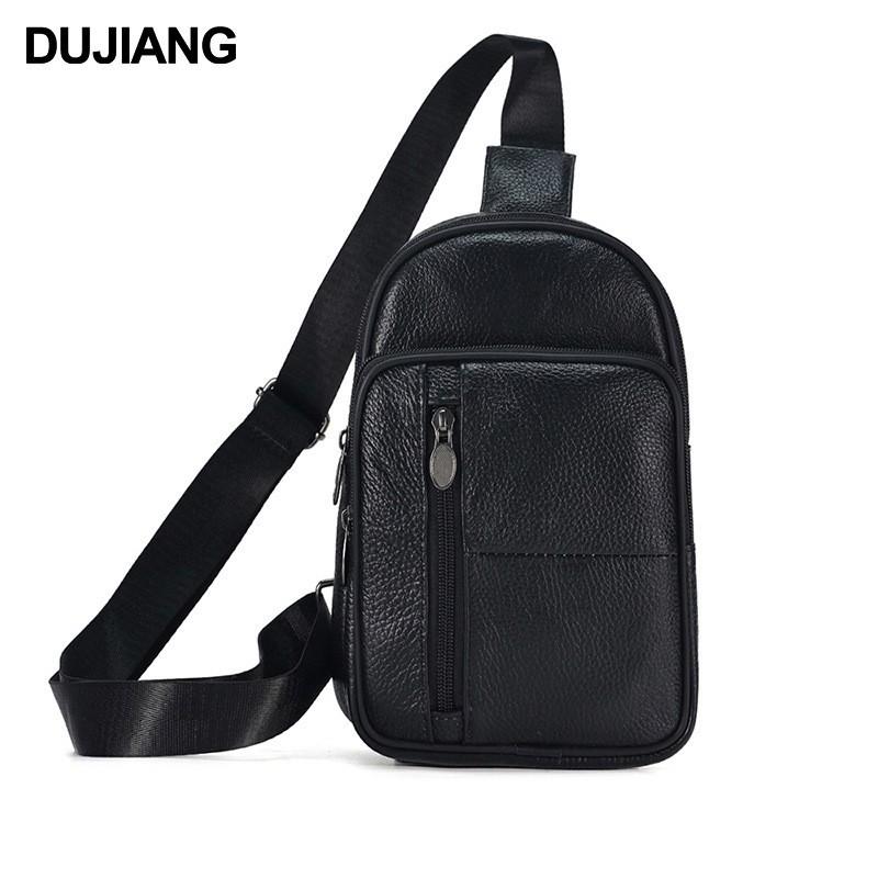 First Layer Cowhide Men'S Breast Bag Outdoor Sports Chest Bag Men'S Business Leather Messenger Bag