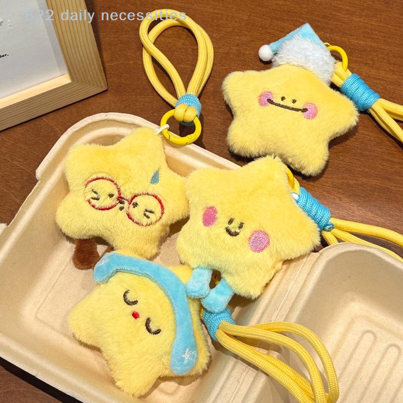 Sød Kreativ Plys Stjerne Dukke Vedhæng Nøglering Kawaii Plys Fyldt Dukke Vedhæng Rygsæk Håndtaske Bil Dekoration Vedhæng Gaver