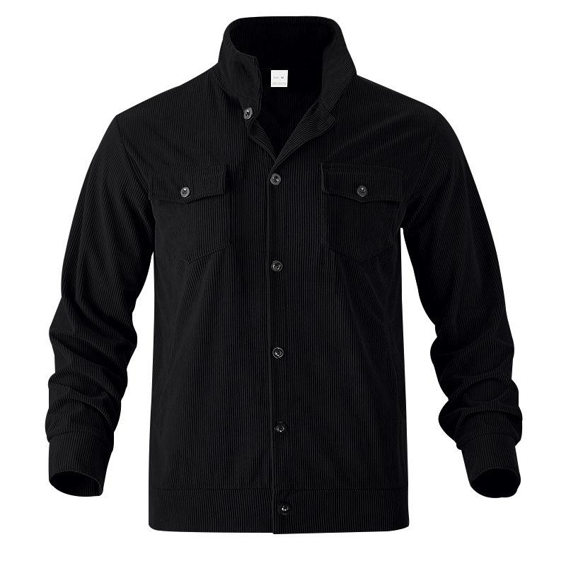 Men S Corduroy Jacket Single Breasted Lapel Casual Long Sleeve Coat
