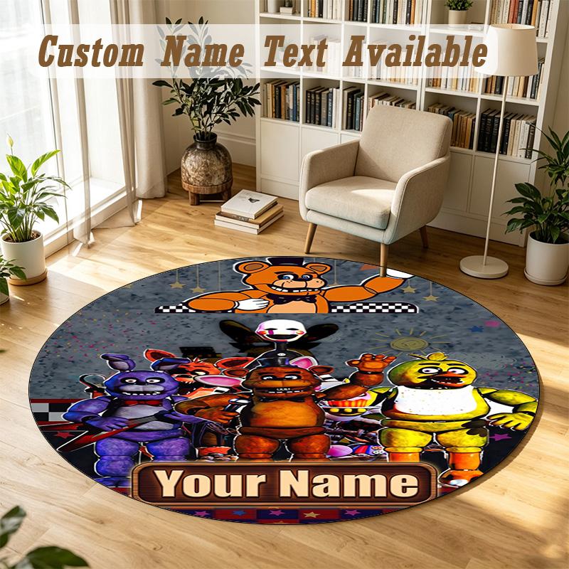 Round Rug Custom NameFive Nights at Freddy’s Pattern Non Slip Carpet Home Floor Decor