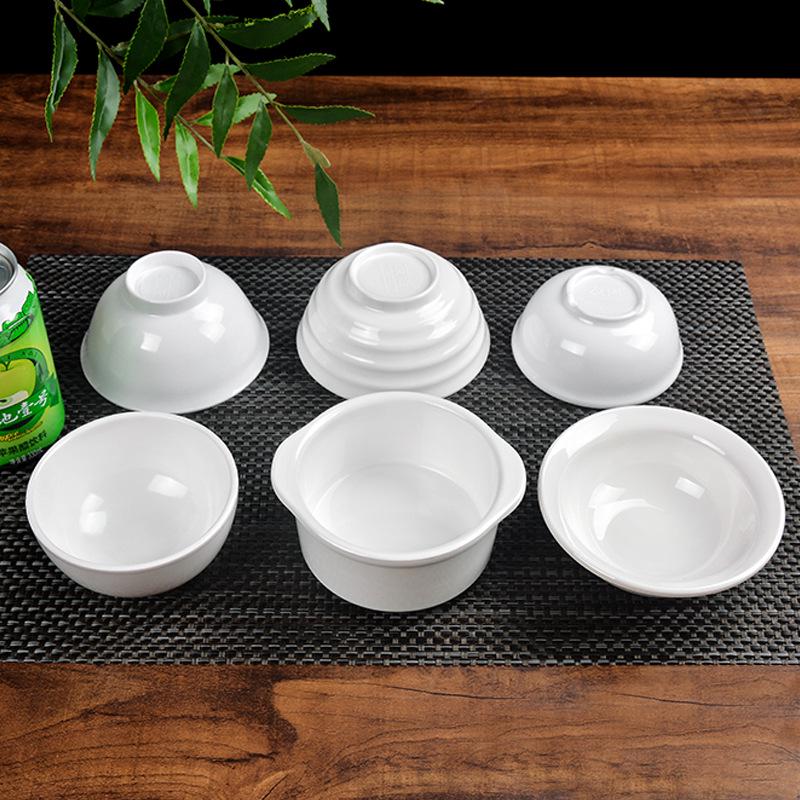 Melamine White Soup Bowl, 4.5-Inch A5 Rice Bowl for Hotel, Canteen, or Fast Food Use