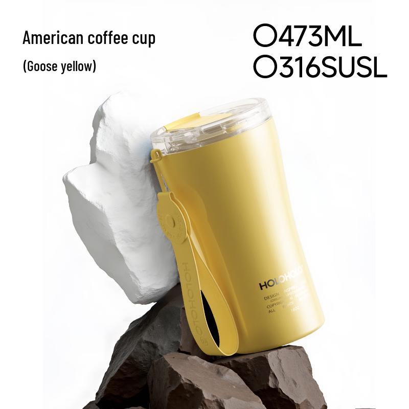 HOLOHOLO Portable Insulated Stainless Steel Coffee Cup with Straw