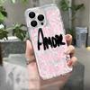 Romantic Pink Lettering Amore-Love Phone Case For IPhone 16 12 13 11 14 15 Pro Max 17 Plus Silicone Lightweight Soft TPU Cover