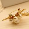 Brooch Pin, Lapel Badge with Double Fixed Safety Pin And Magnetic Buckle, Imitation Pearl Flower Decor Suit Brooch for Suits Coats Dresses