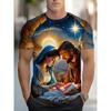 Men's 3D Print Jesus Virgin Mary T-Shirt Tops Casual Short Sleeve Crew Neck Jesus Birth Printed Tshirts For Men Streetwear
