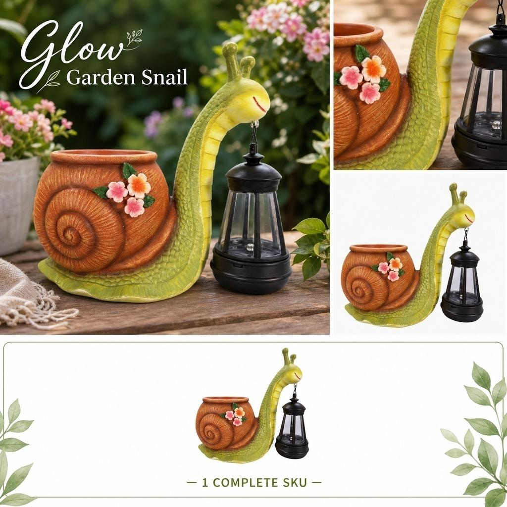 Solar Powered Snail Shaped Planter with Hanging Lantern Outdoor Garden Decoration Durable Resin Material Suitable for Patio Lawn Yard