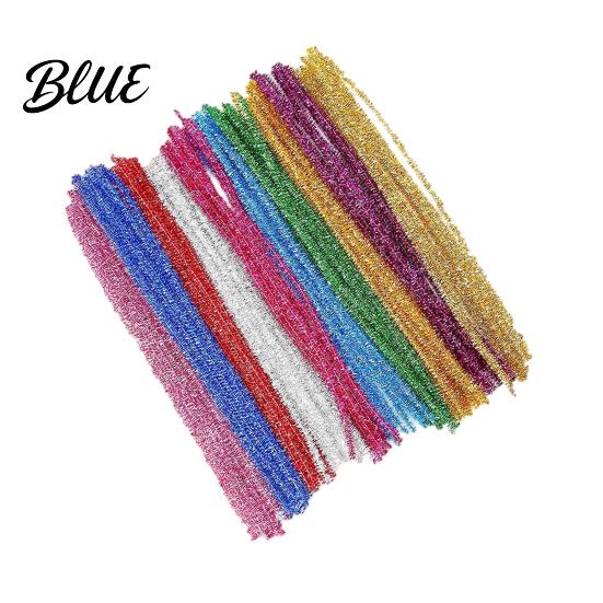 Colorful Fuzzy Sticks Crafts Flexible 100Pcs Pipe Glitter for Kids Cleaners Art Chenille Stems Shiny Stem Wire Decorations Christmas