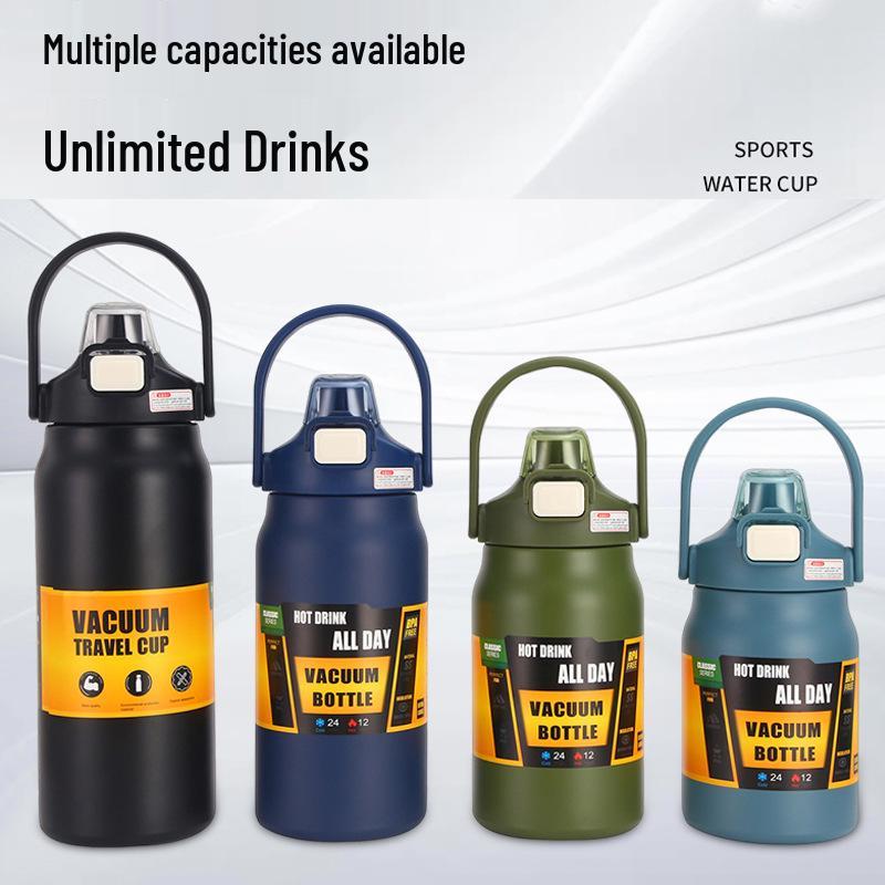 304 Stainless Steel Double-Layer Vacuum Insulated Sports Water Bottle - Dual-Drink, Large Capacity Travel Kettle