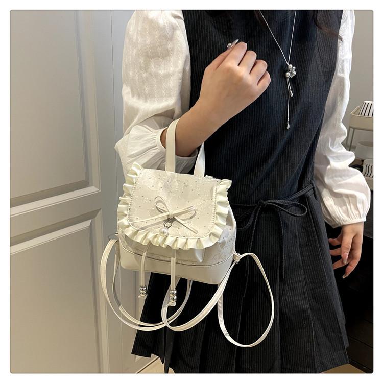 Zainetto da Donna con Bordi in Pizzo Stile Coreano Moda Borsa a Mano/Spalla/Crossbody Carina Borsa da Scuola