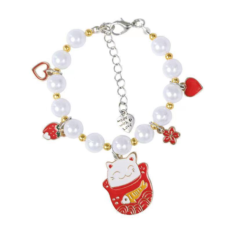 Pet Pearl Necklace Collar for Cats & Dogs - Stylish, Summer-Ready, Bite-Resistant Accessories & Pendants