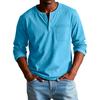 Men's Solid Color Distressed Button Collar Long Sleeve Tops Men's Casual Fashion Tops