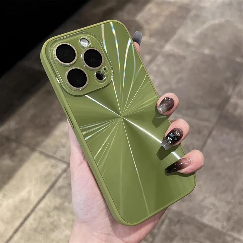Luxury 6D Colorful Laser Aurora Case For iPhone 16 15 14 Plus 13 12 11 Pro Max Soft Bumper Shockproof Glass Camera Hard PC Cover