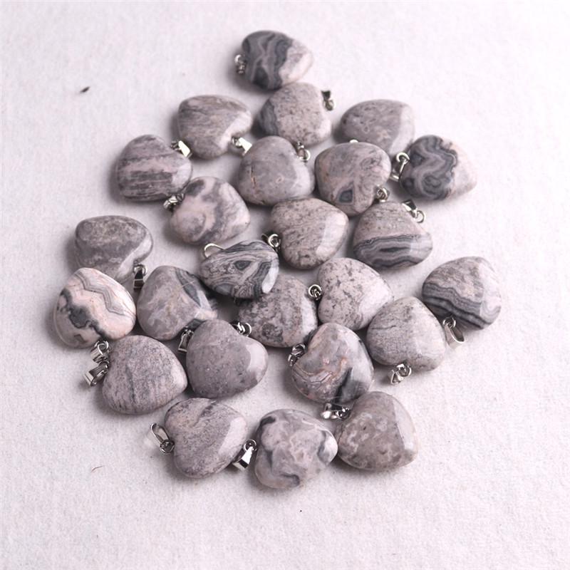 20mm Crystal Agate Heart Necklace Pendant - Natural Stone Jewelry Accessory