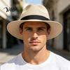 Boho Style Summer Hat Men Paper Straw Sun Hat, Breathable Wide Brim UV Protection Beach Foldable for Outdoor Vacation Travel