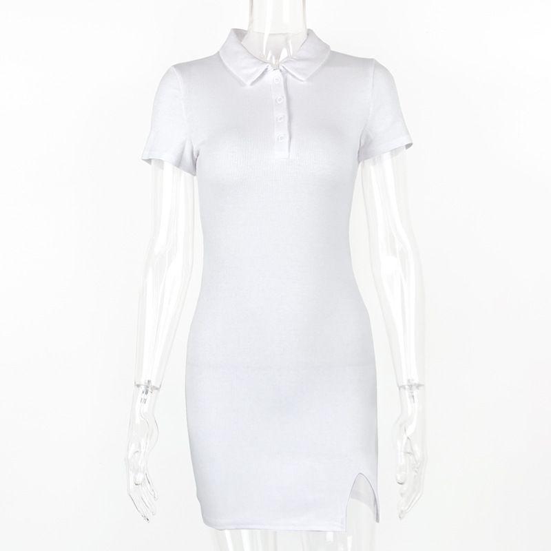 

Платье с коротким рукавом и плотно прилегающим воротником White L