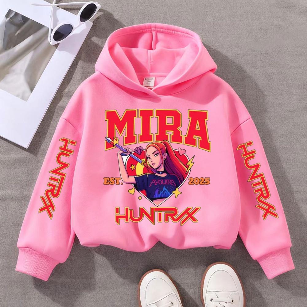 KPop Demon Hunters Print Hooded Sweatshirt - Fashionable Autumn/winter Children's Boys and Girls Casual Pullover Hooded