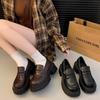 Muffin platform loafers women's spring and autumn 2025 new French thick-heeled single shoes British versatile small leather shoes