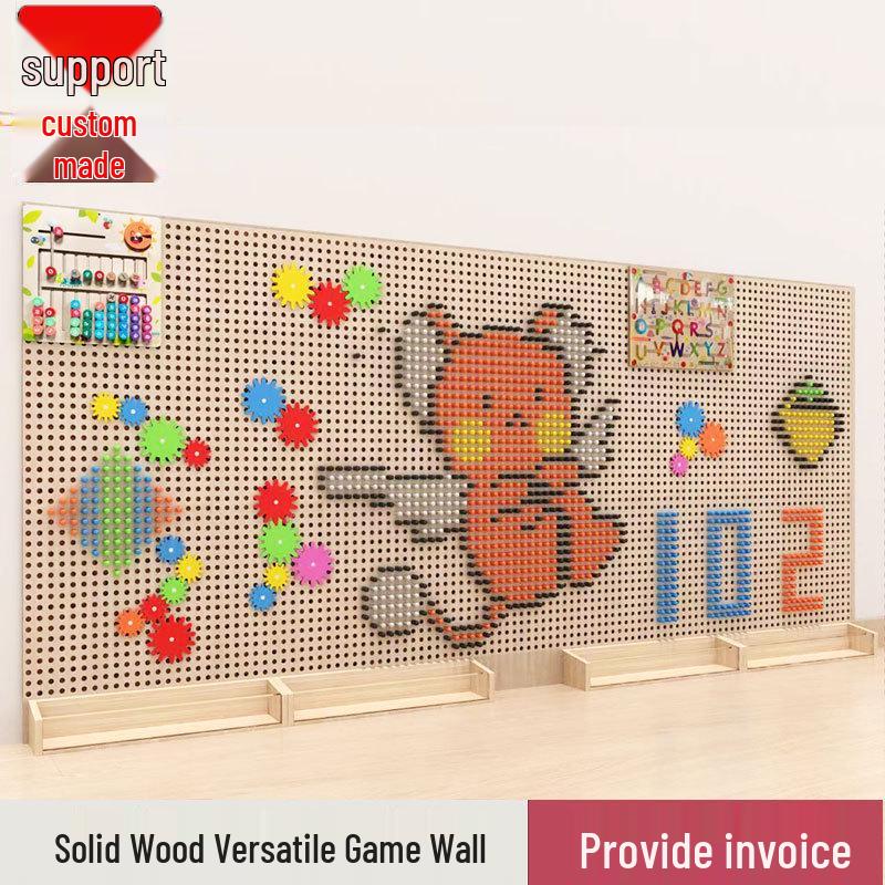 Peg Beads Wall Toy: Interactive Wooden Blocks & Wall Decoration Game for Kindergarten.