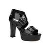 Fashion Women's New Summer European and American Metal Belt Buckle Waterproof Platform High Heel Large Open Toe Sandals