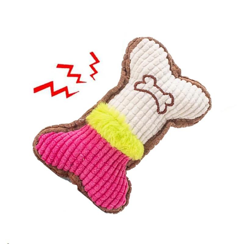 1pc Dog Squeaky Toys Bones Plush Dogs Chew Toy for Small Medium Breed Puppy Aggressive Chewer Pets Puppy Playing Cleaning Teeth