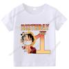 Anime One Piece Boy Number T Shirt Luffy Birthday Clothes Children Short Sleeve Tee Shirts Cartoon Print Summer Toddler Tops