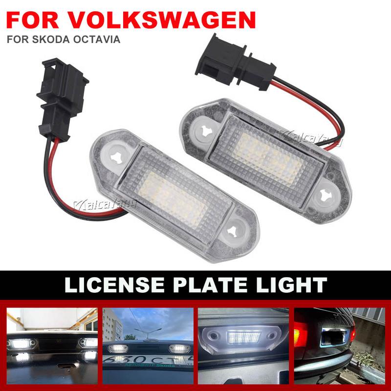 1 Pair LED Car License Number Plate Light Lamp Bulbs Auto Illumination Licence Plate Parts For VW Golf MK3 For Skoda Octavia I